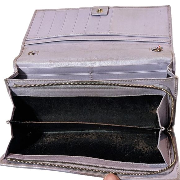 Gucci (Authentic) GG Monogram Canvas & Purple Leather Accent Long Vintage Wallet - Picture 9 of 11